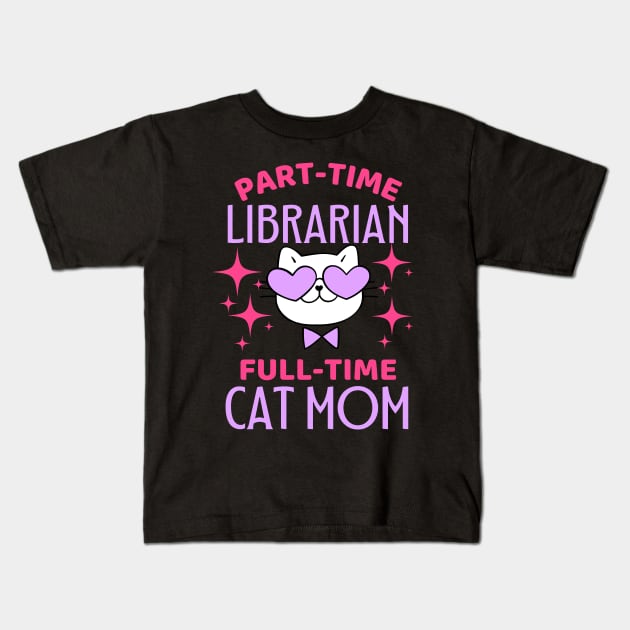 Funny Librarian Mom Cat Kids T-Shirt by AhmedImagine